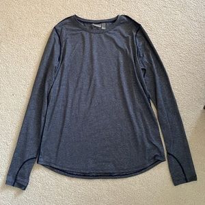 Zella Long-Sleeved Workout Tee in Navy Stripes